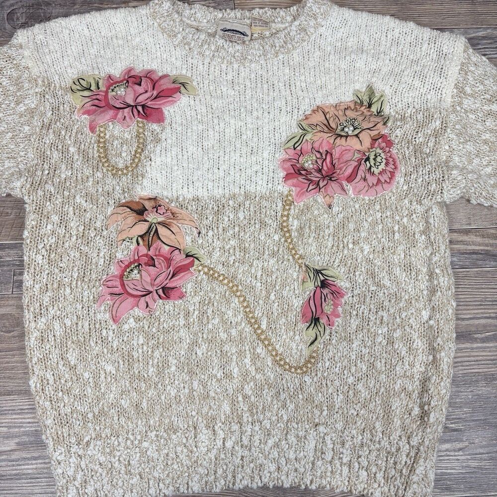 Vintage Separate Issue Women’s Size 18 Knit Sweater With Appliqué And Embellish